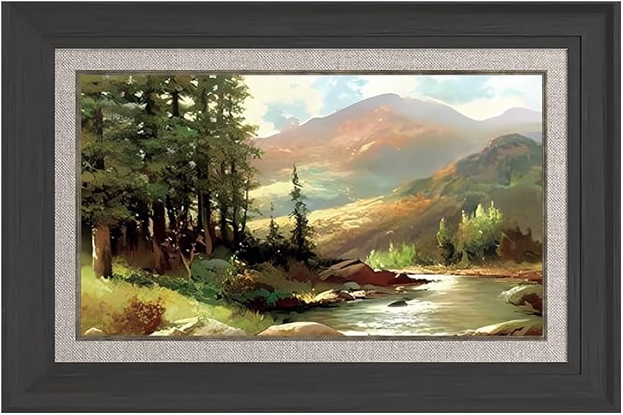 世界の名画　ロバート・ウッド作　山と川の風景 山と川の風景 【15号】 ロバート・ウッド 【 額縁が選べる 額入り 複製